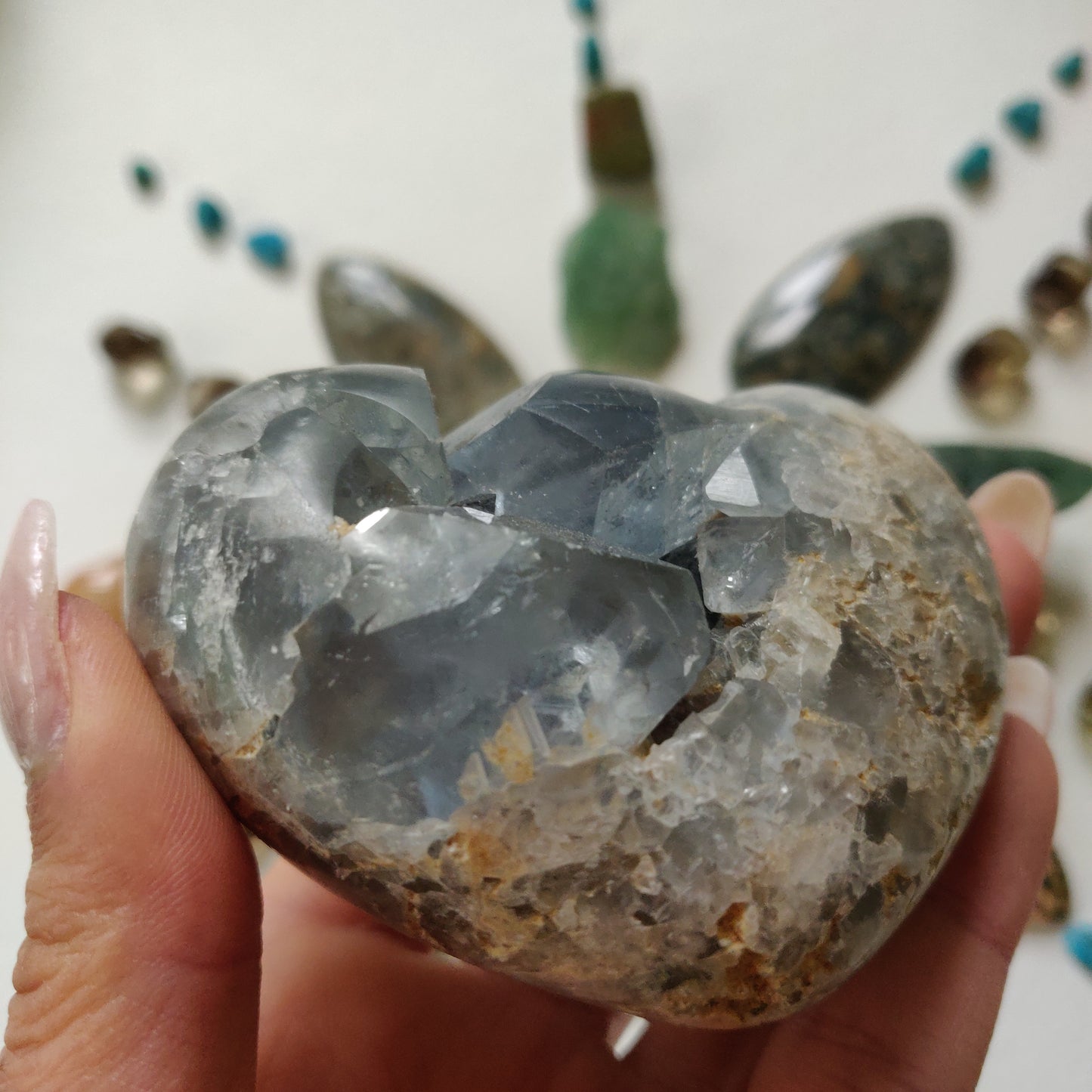Celestite Geode Heart (#1C)