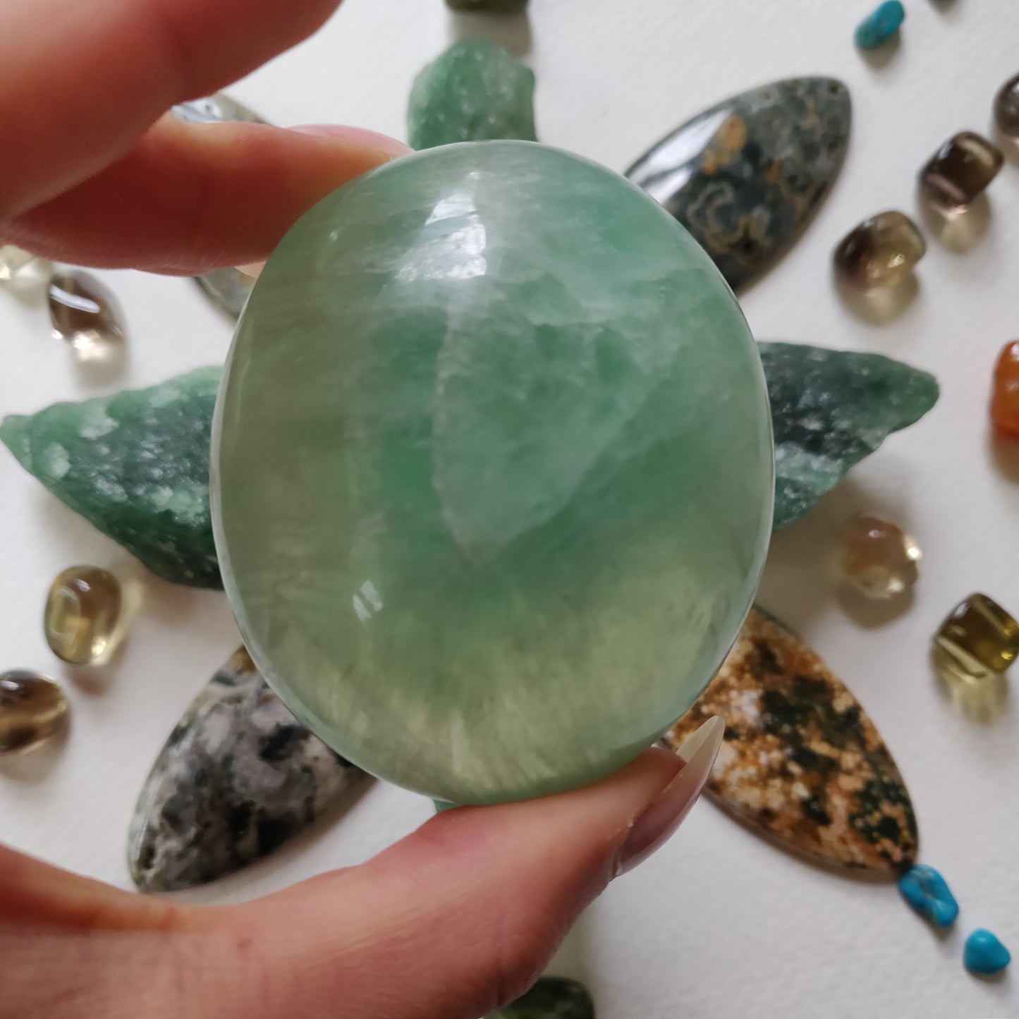 Fluorite Palm Stone (#5)