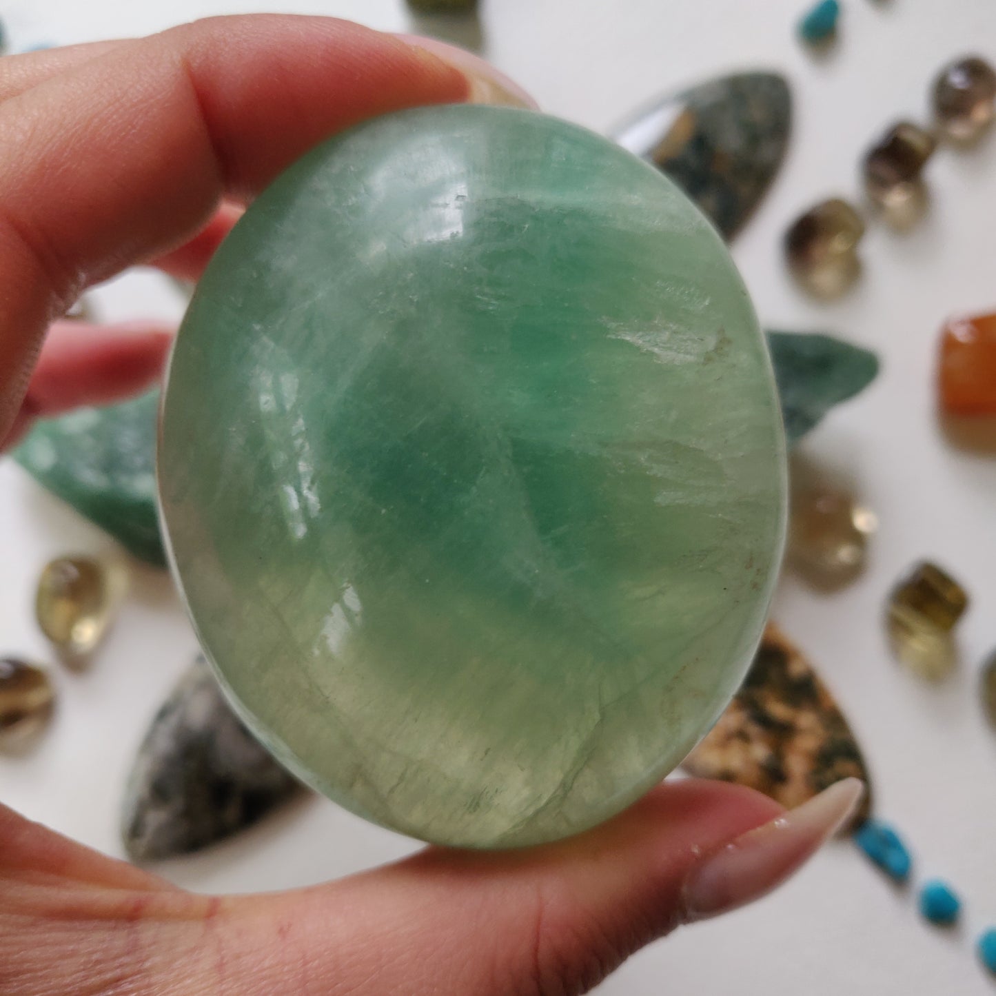 Fluorite Palm Stone (#5)