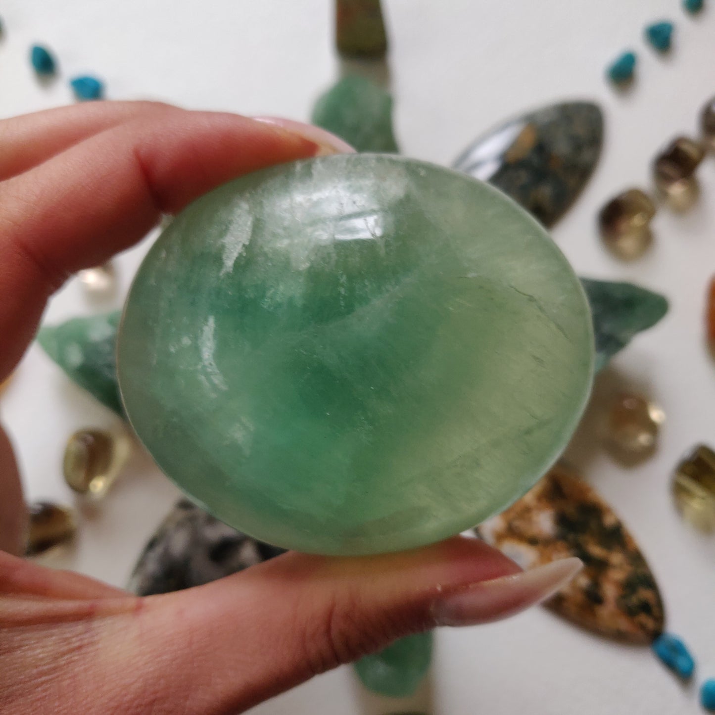 Fluorite Palm Stone (#5)