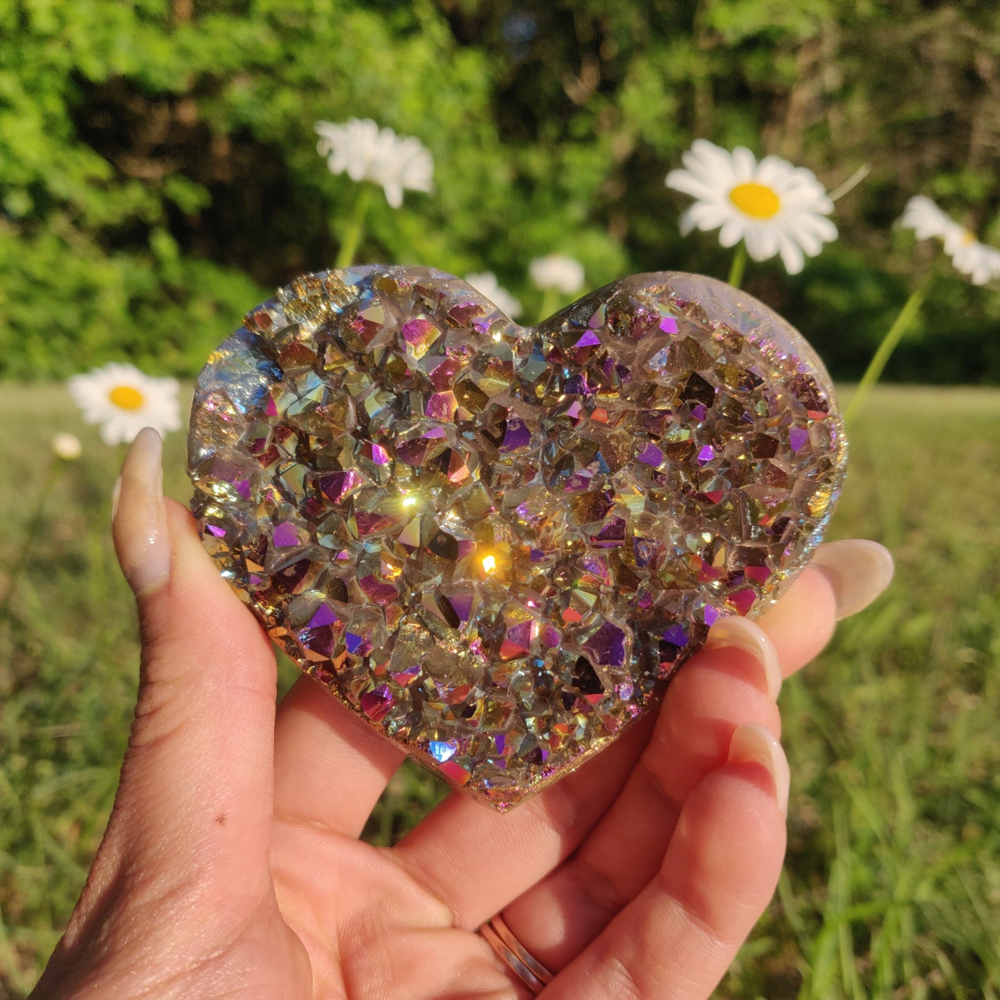 Titanium Amethyst Heart (#1)