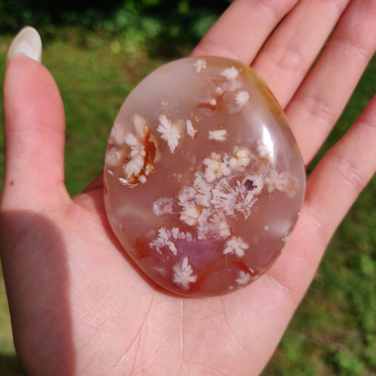 Flower Agate Palm Stone (#37)