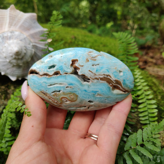 Blue Aragonite Palm Stone (#2) - Simply Affinity
