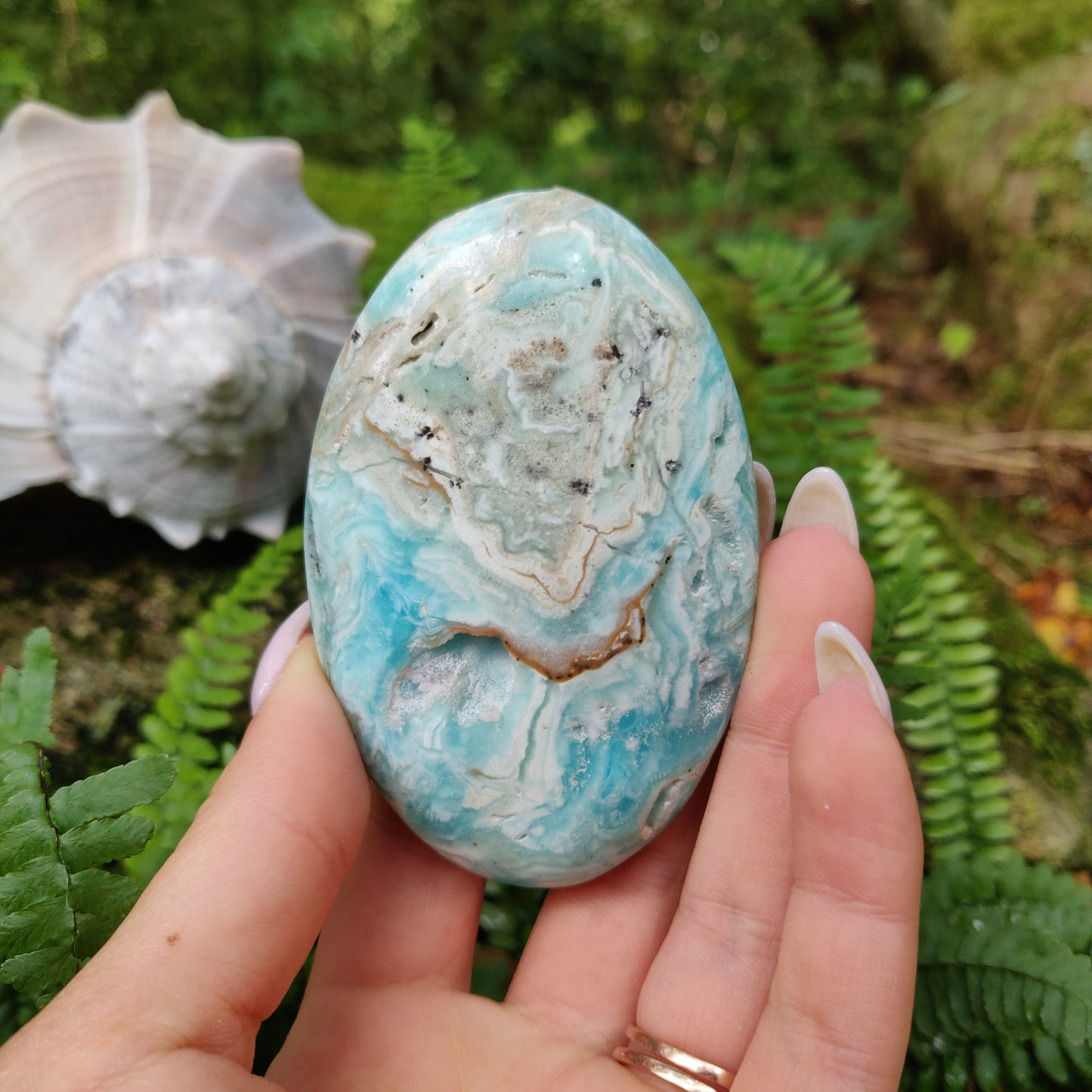 Blue Aragonite Palm Stone (#3) - Simply Affinity