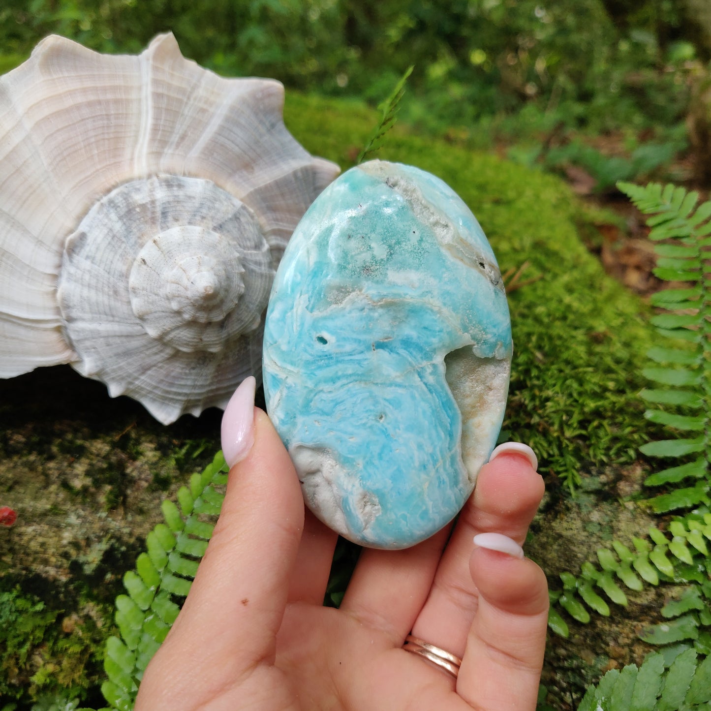 Blue Aragonite Palm Stone (#3) - Simply Affinity