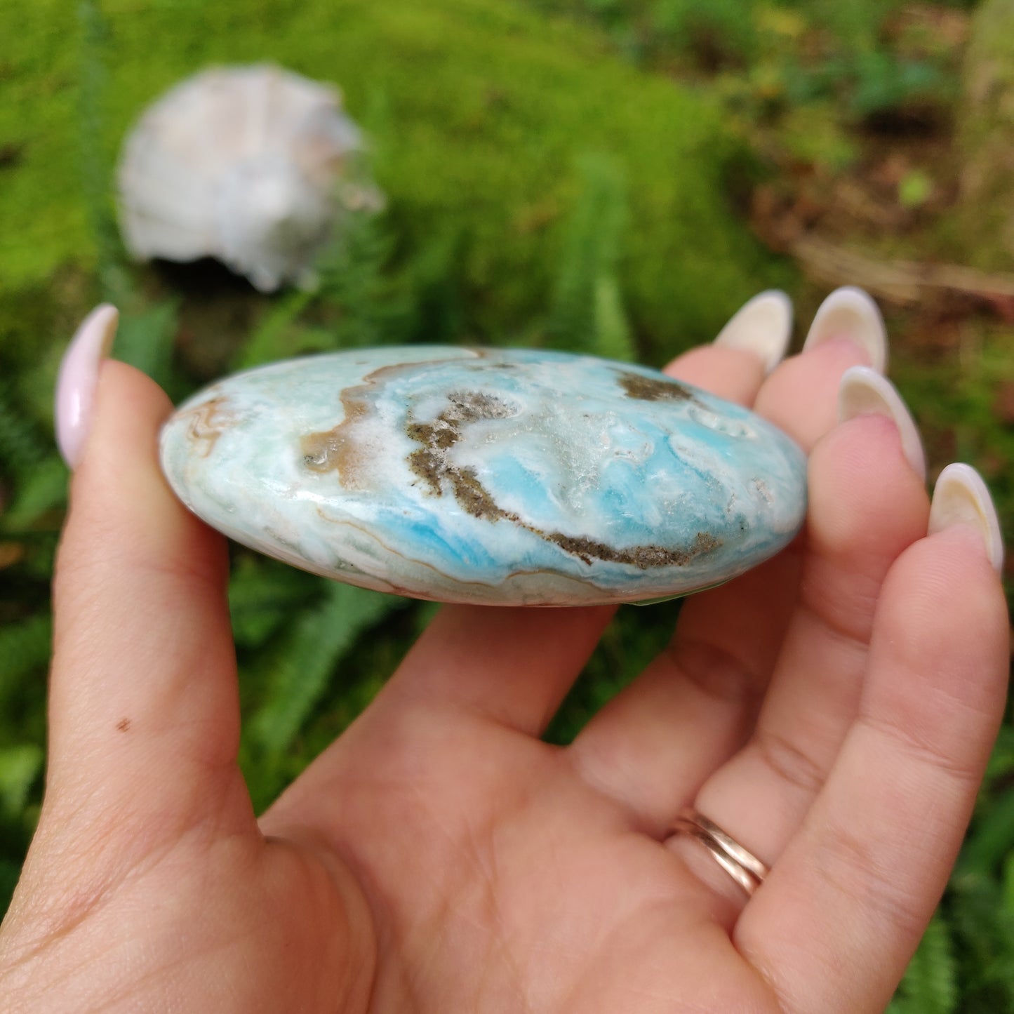 Blue Aragonite Palm Stone (#4) - Simply Affinity