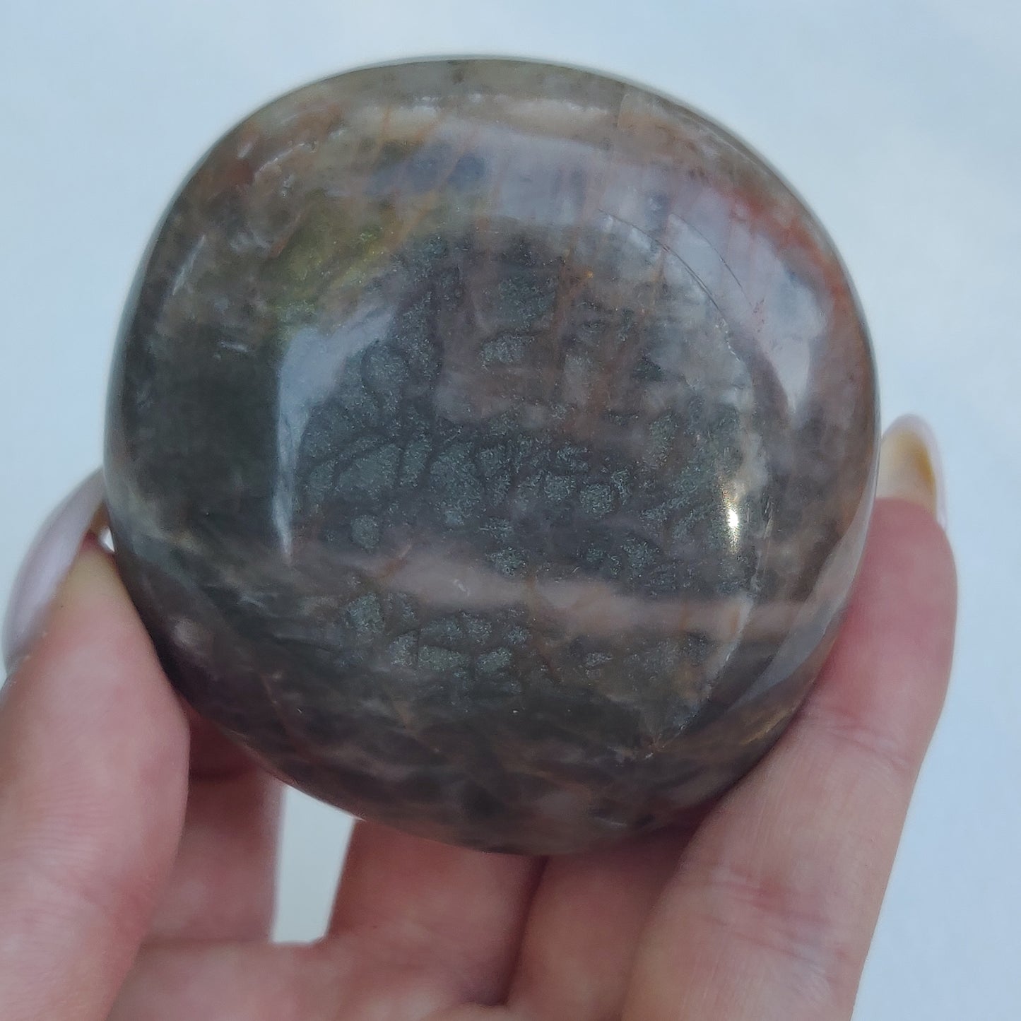 Black Moonstone Palm Stone, Flashy Black Moonstone (#11) - Simply Affinity