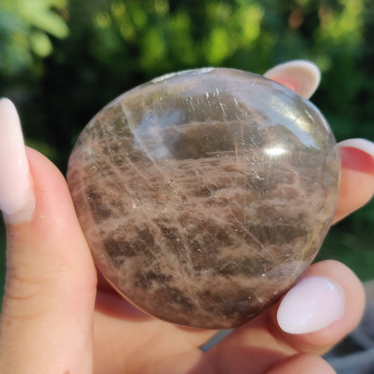 Black Moonstone Palm Stone, Flashy Black Moonstone (#14) - Simply Affinity