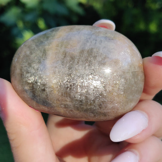 Black Moonstone Palm Stone, Flashy Black Moonstone (#16) - Simply Affinity