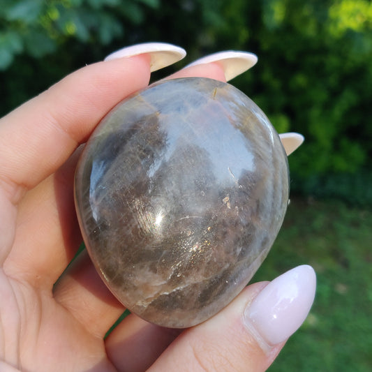 Black Moonstone Palm Stone, Flashy Black Moonstone (#18) - Simply Affinity