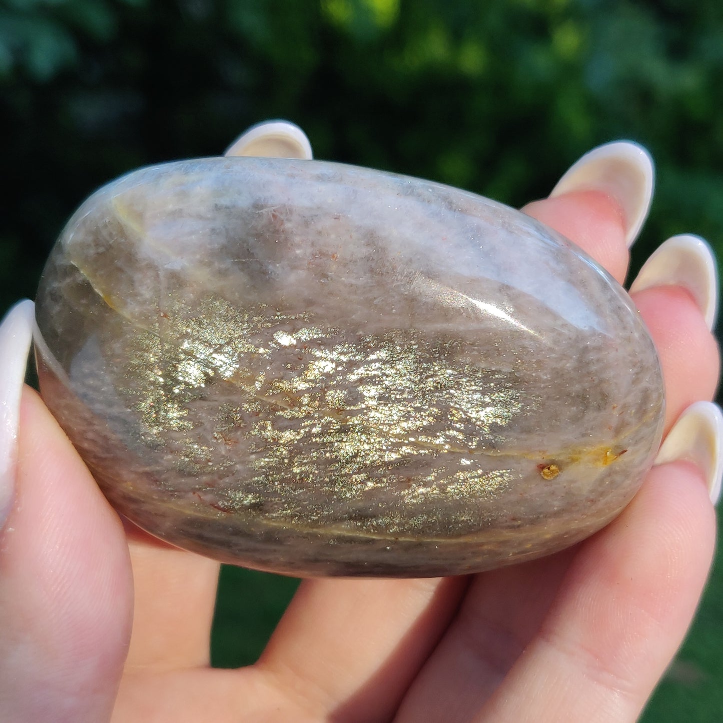 Black Moonstone Palm Stone, Flashy Black Moonstone (#20) - Simply Affinity