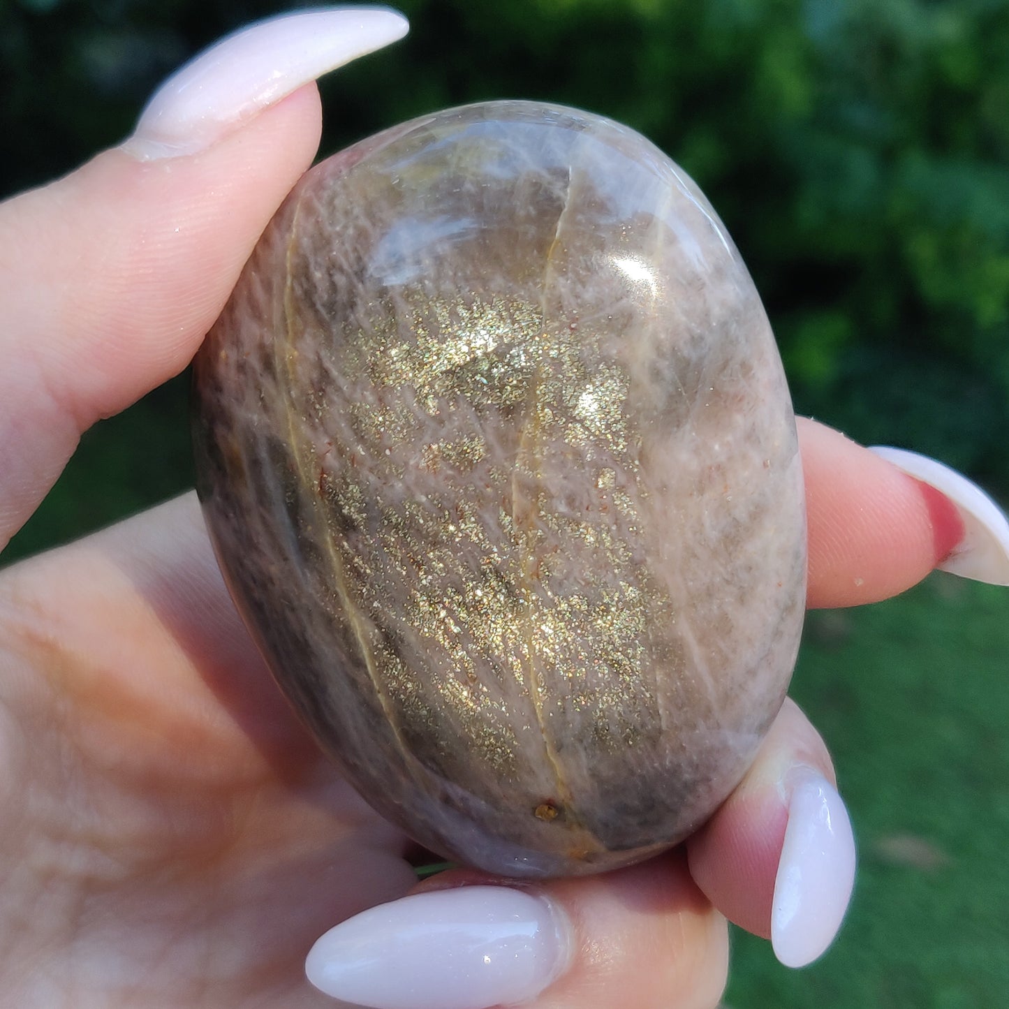 Black Moonstone Palm Stone, Flashy Black Moonstone (#20) - Simply Affinity