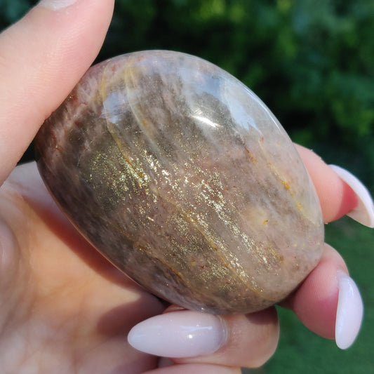 Black Moonstone Palm Stone, Flashy Black Moonstone (#20) - Simply Affinity