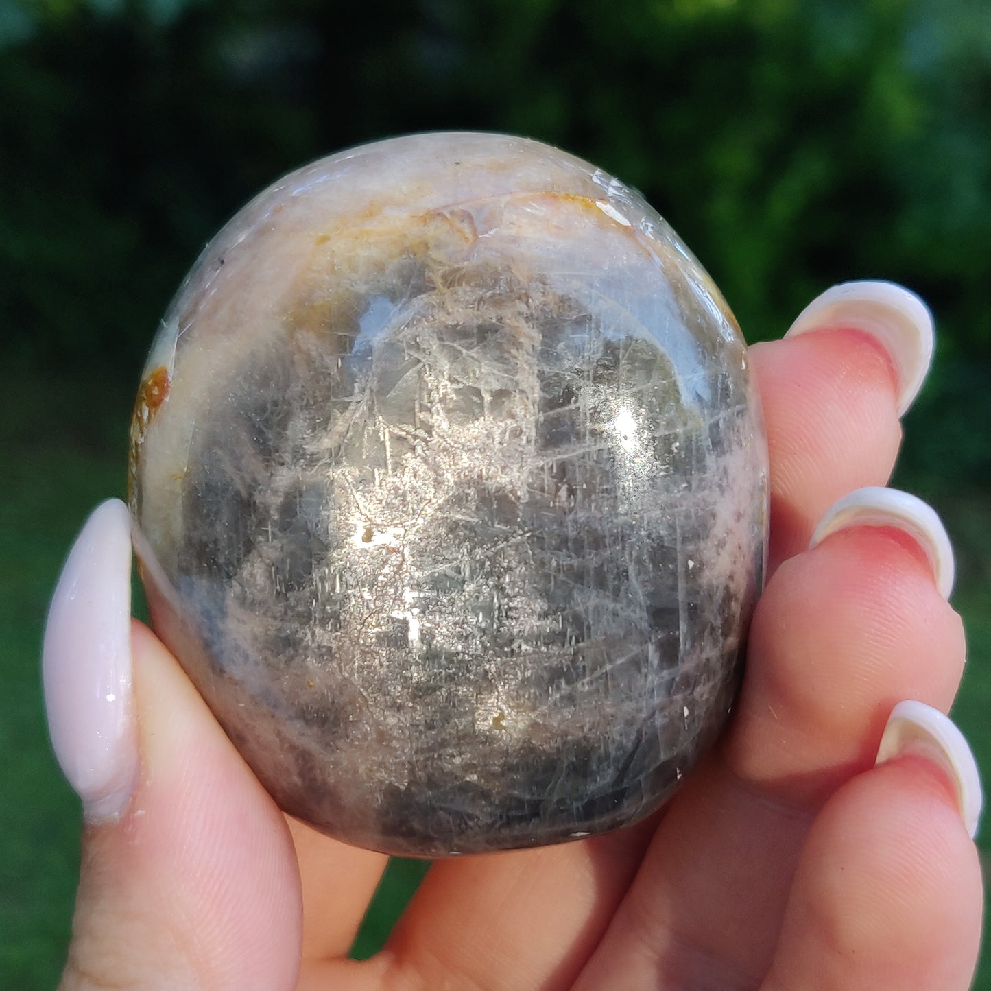 Black Moonstone Palm Stone, Flashy Black Moonstone (#21) - Simply Affinity