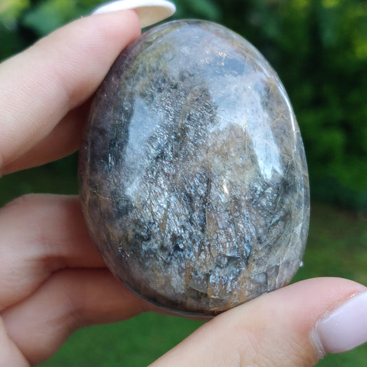 Black Moonstone Palm Stone, Flashy Black Moonstone (#22) - Simply Affinity