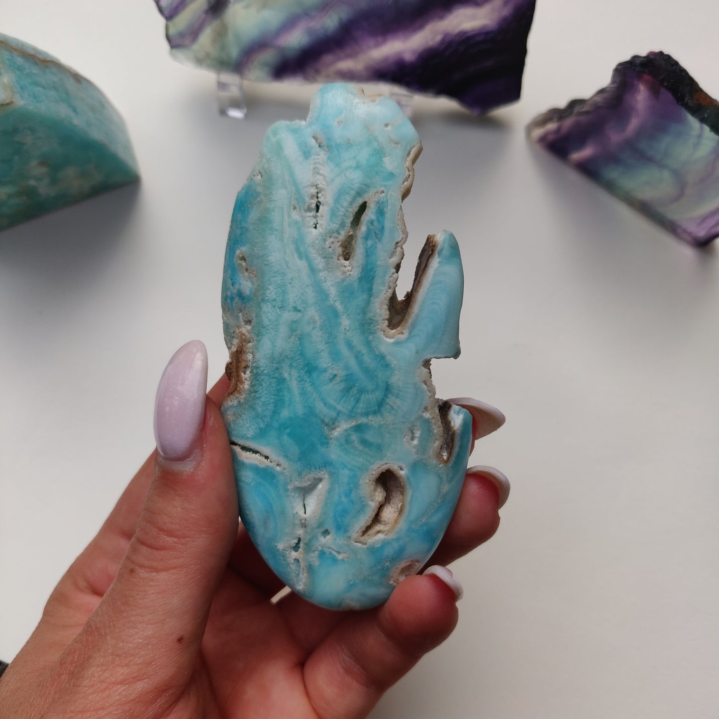 Blue Aragonite Palm Stone (#11) - Simply Affinity