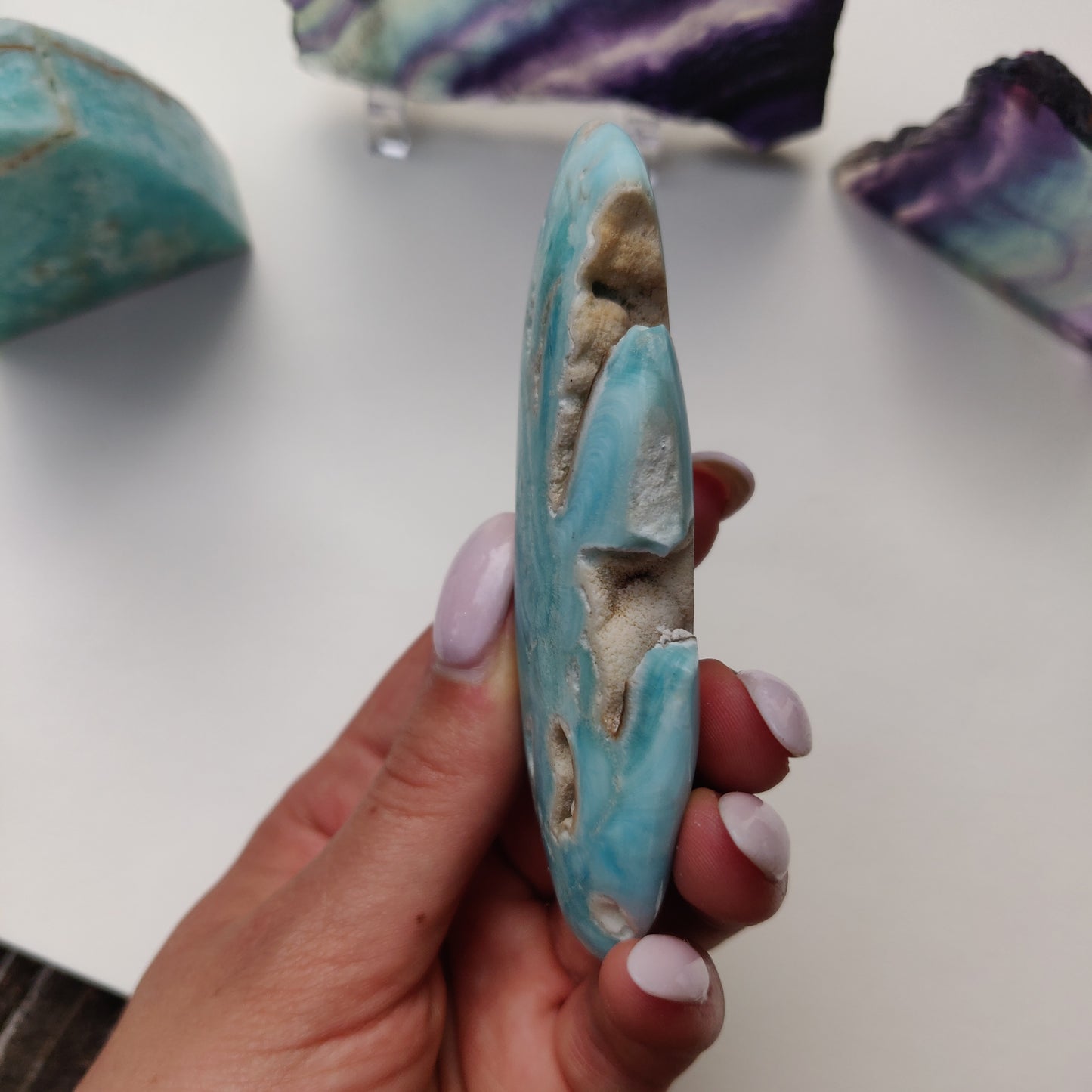 Blue Aragonite Palm Stone (#11) - Simply Affinity
