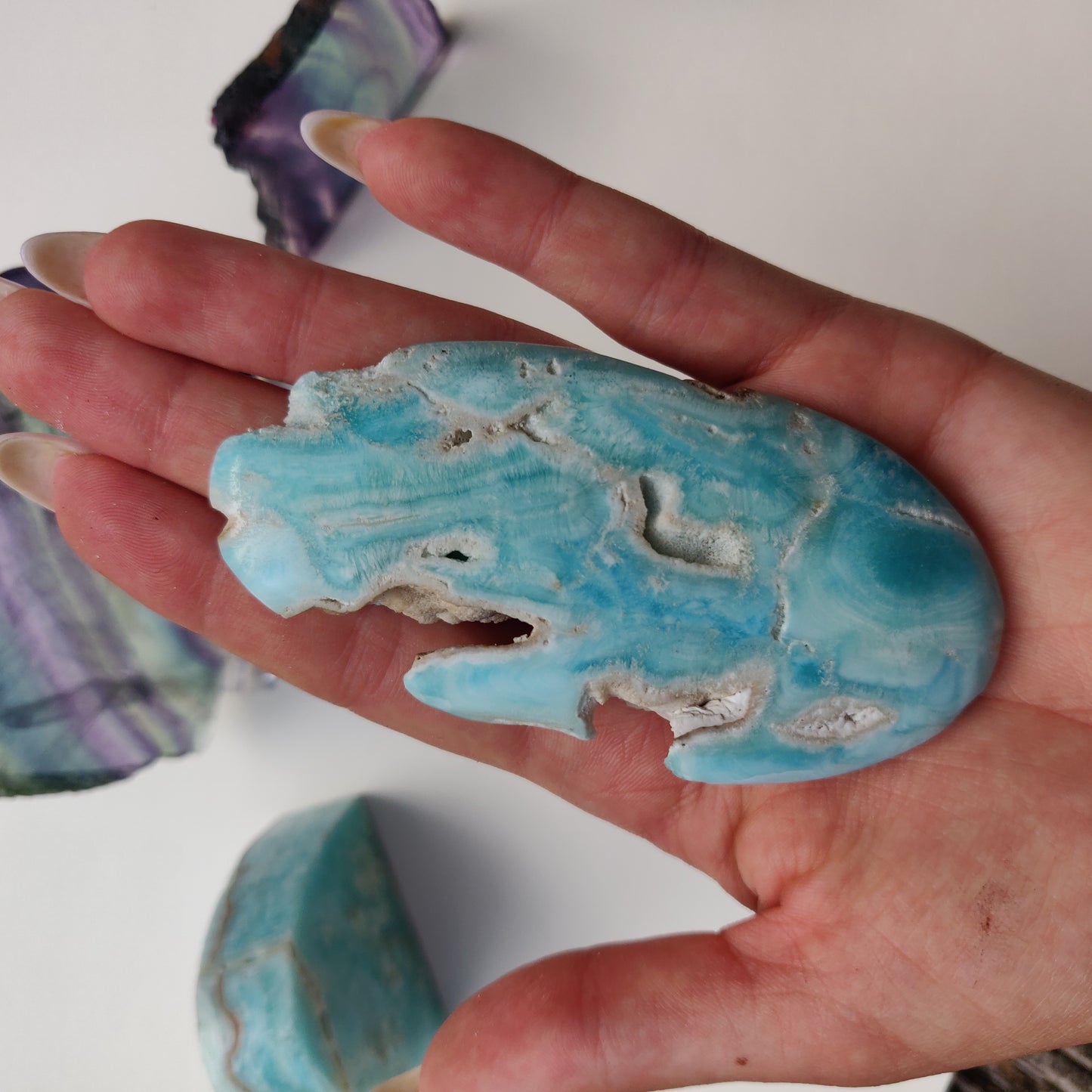 Blue Aragonite Palm Stone (#11) - Simply Affinity