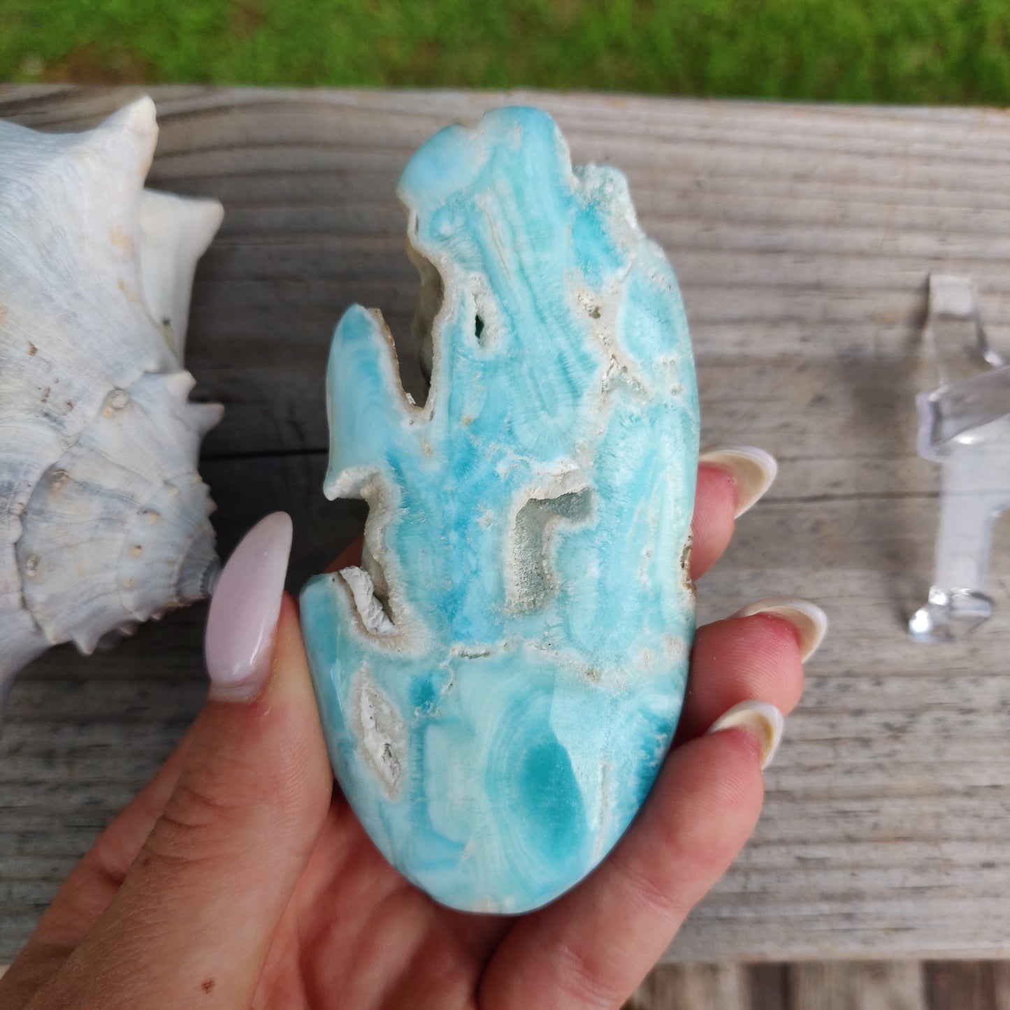 Blue Aragonite Palm Stone (#11) - Simply Affinity