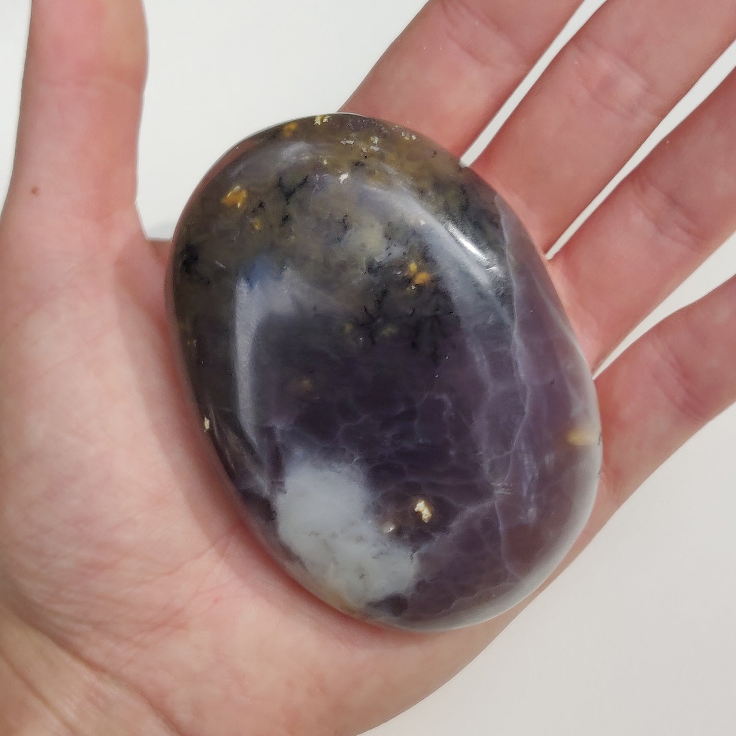 Purple Dendritic Opal Palm Stone (#35) - Simply Affinity