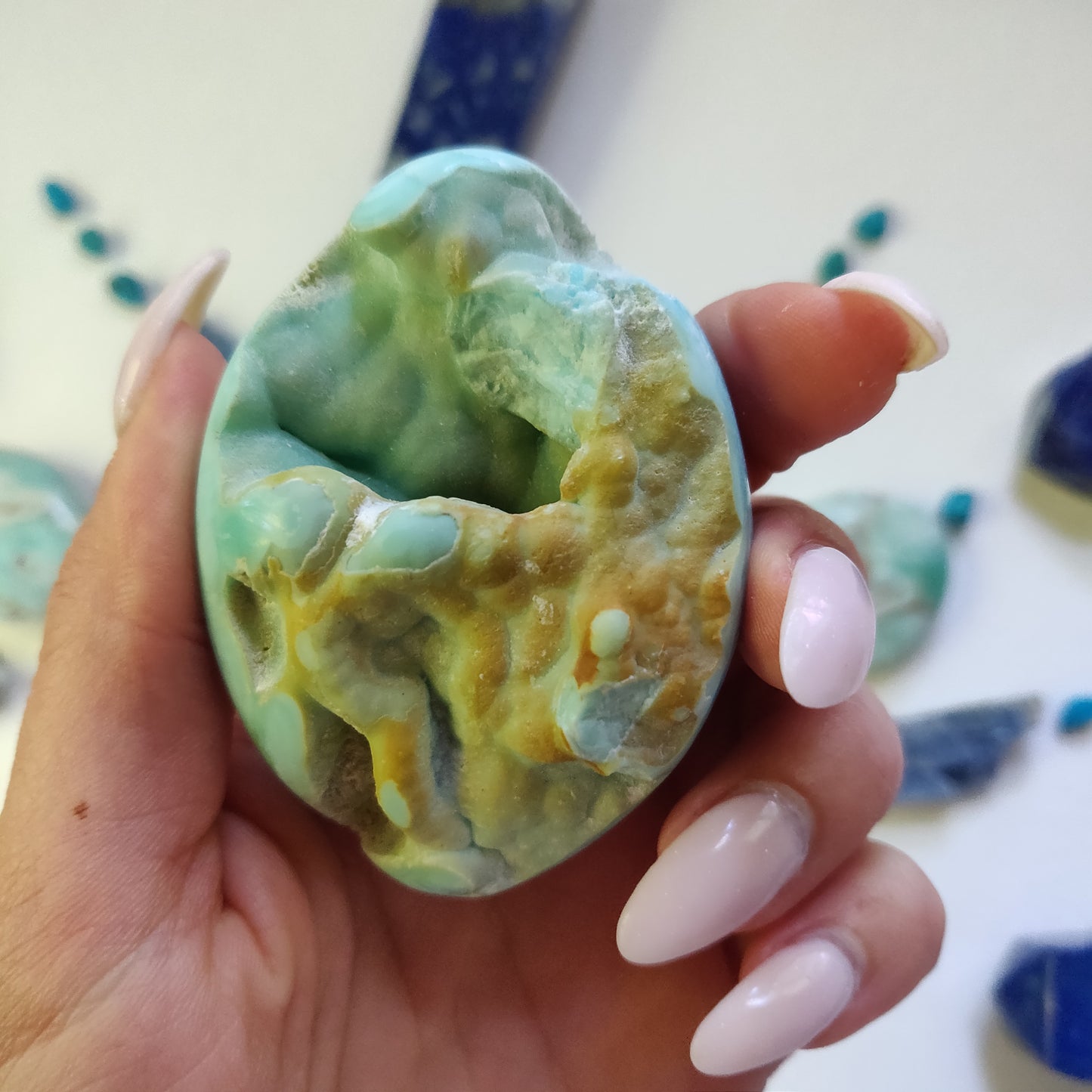 Blue Aragonite Palm Stone (#10) - Simply Affinity