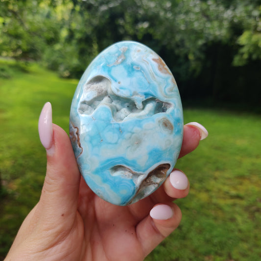 Blue Aragonite Palm Stone (#15) - Simply Affinity