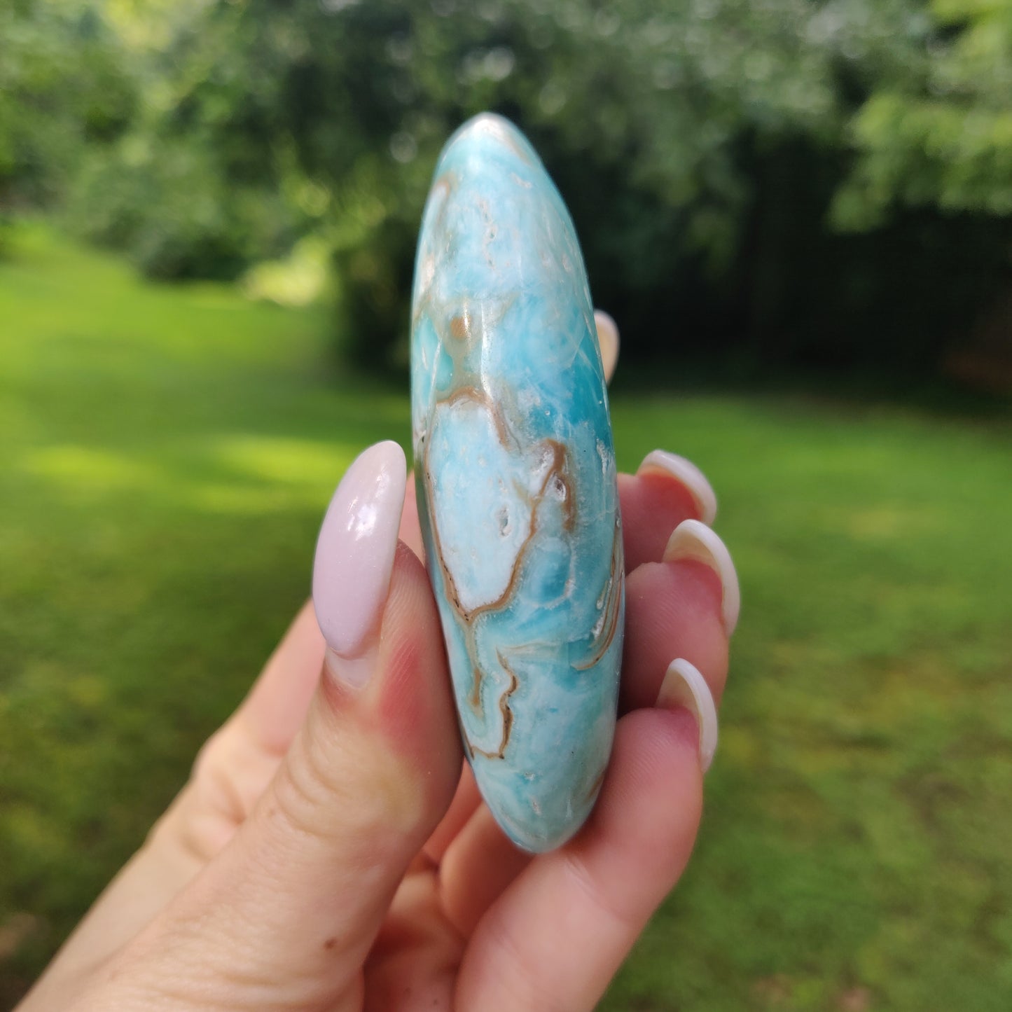 Blue Aragonite Palm Stone (#16) - Simply Affinity
