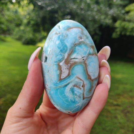 Blue Aragonite Palm Stone (#16) - Simply Affinity