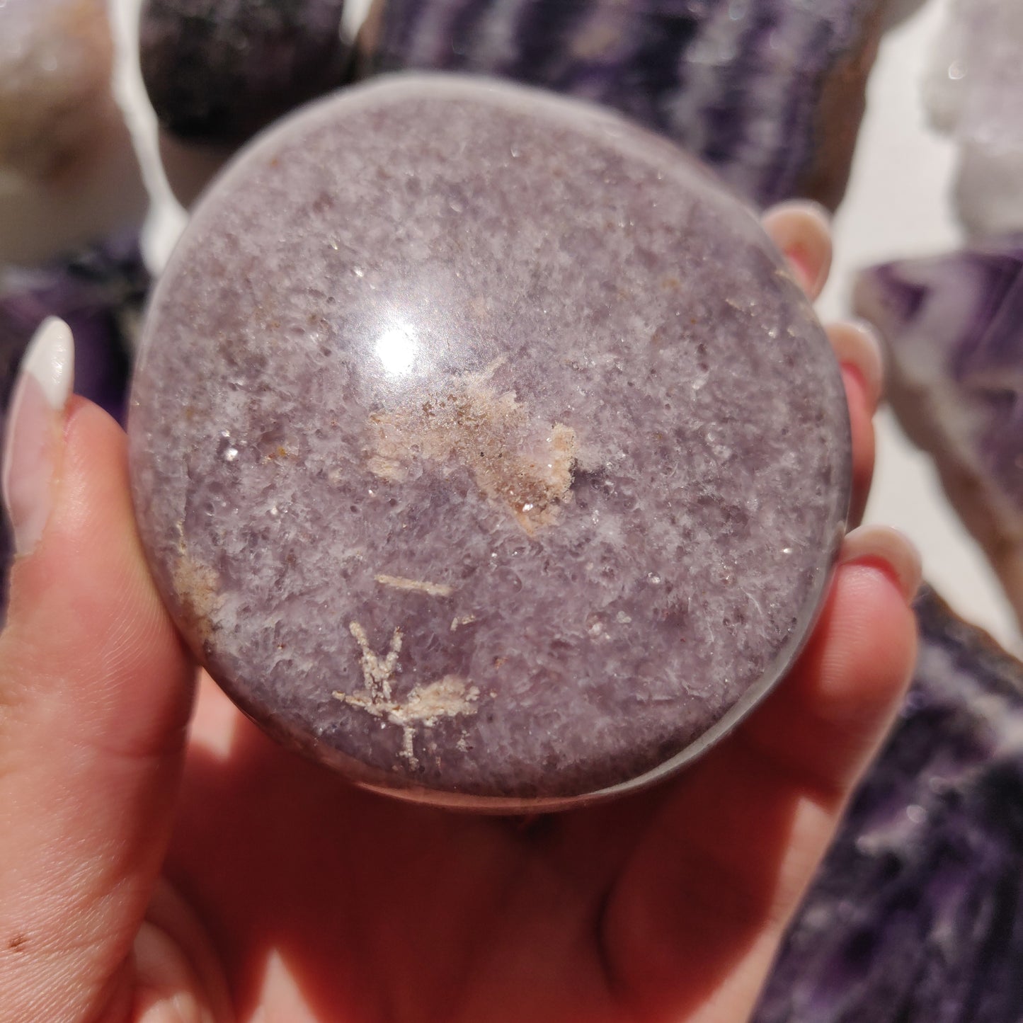 Lepidolite Palm Stone (#15) - Simply Affinity