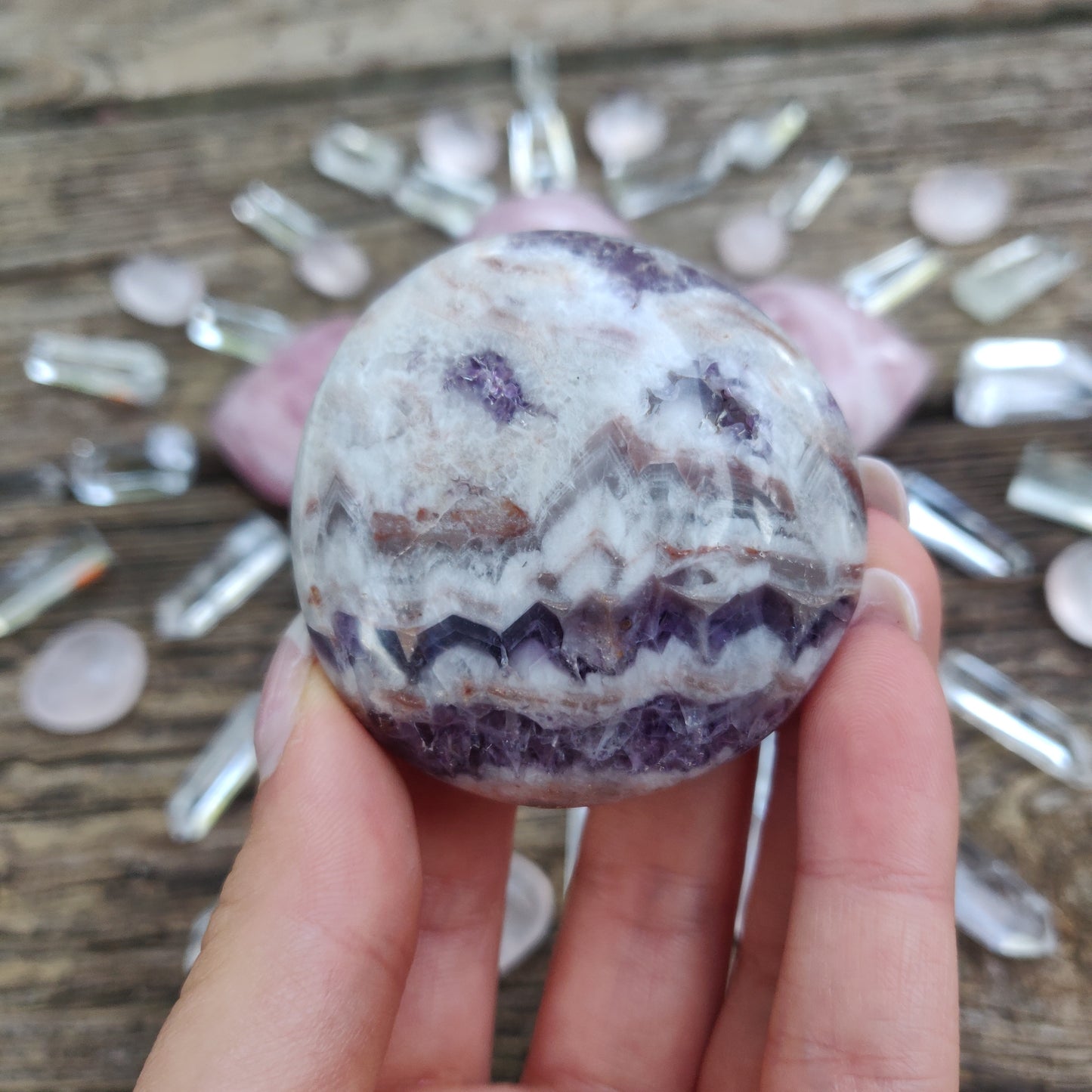 Chevron Amethyst Palm Stone (#2) - Simply Affinity