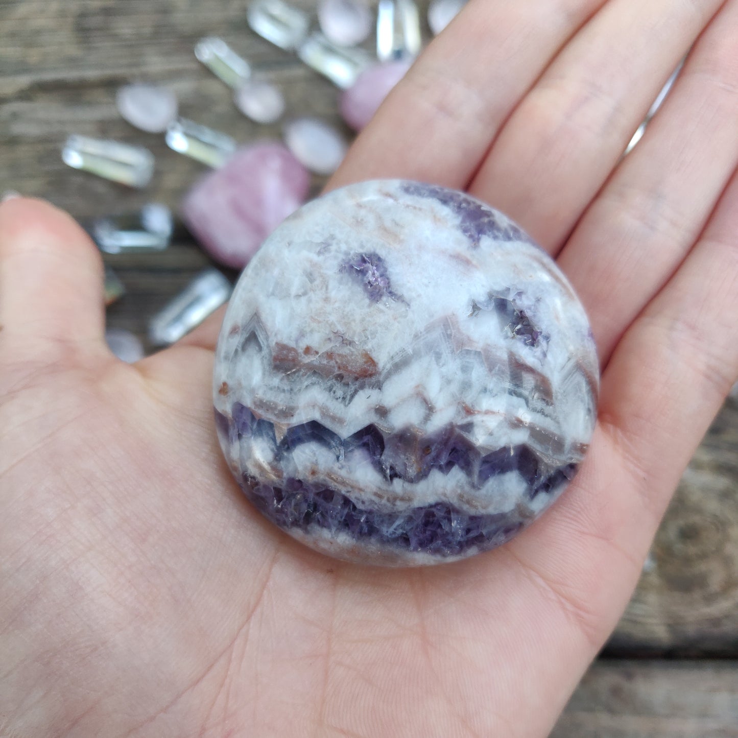 Chevron Amethyst Palm Stone (#2) - Simply Affinity