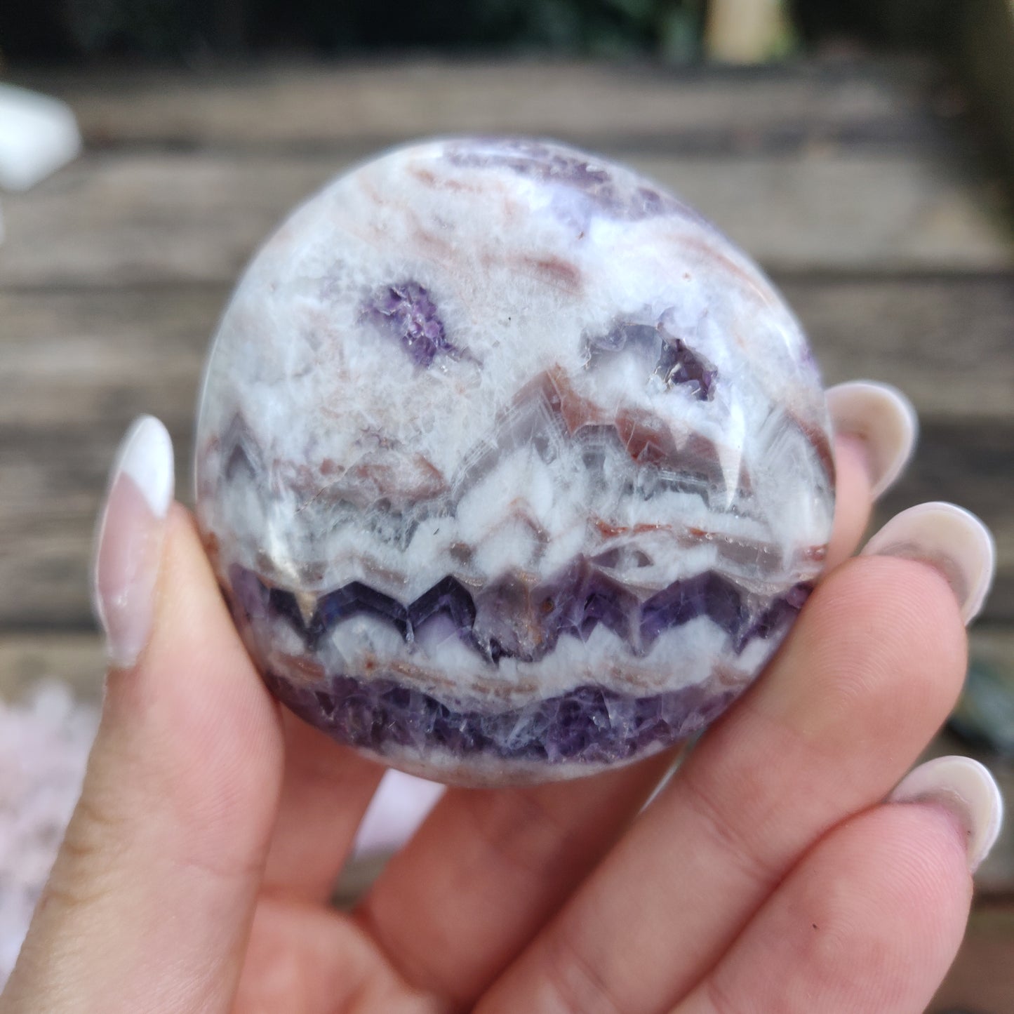 Chevron Amethyst Palm Stone (#2) - Simply Affinity