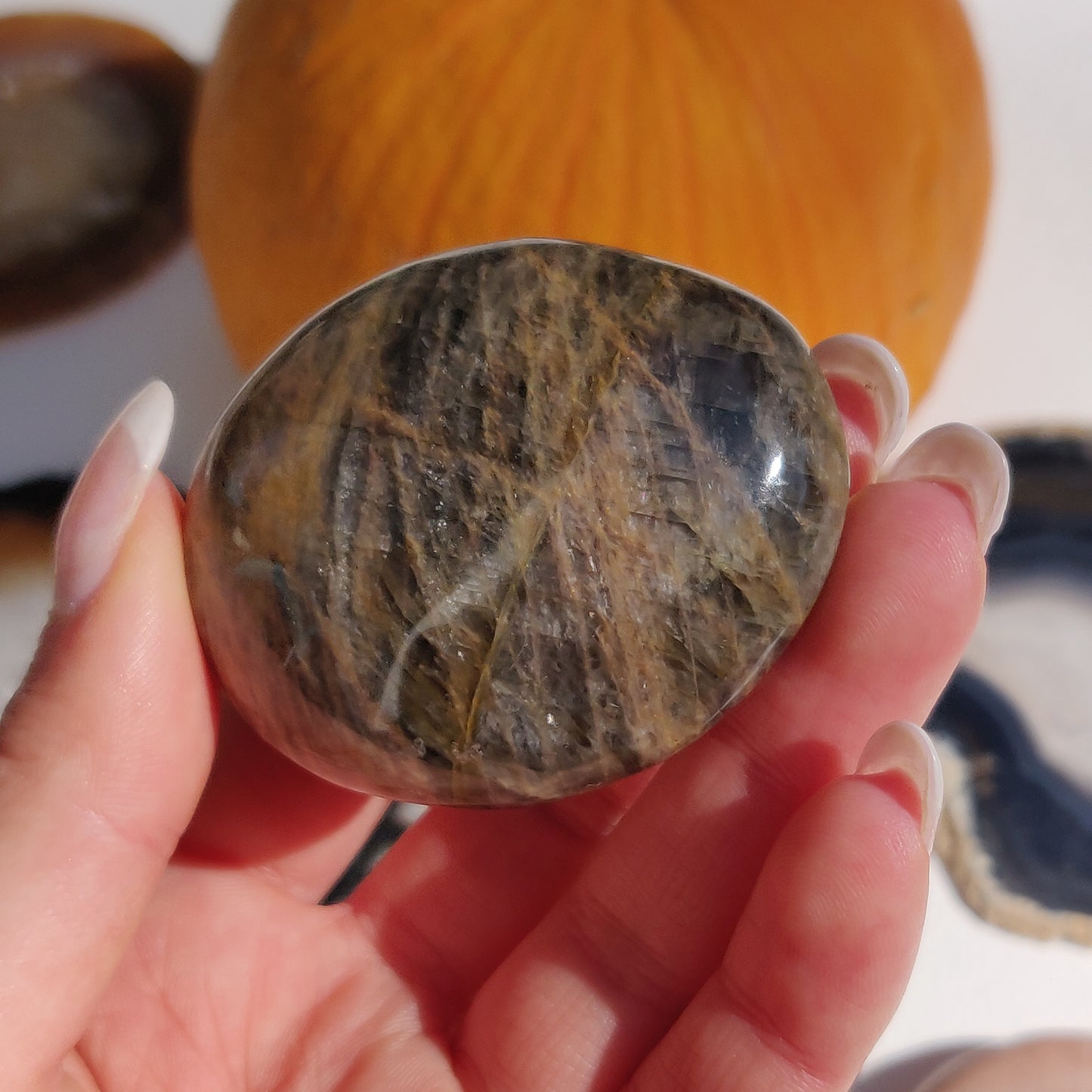 Black Moonstone Palm Stone (#25) - Simply Affinity