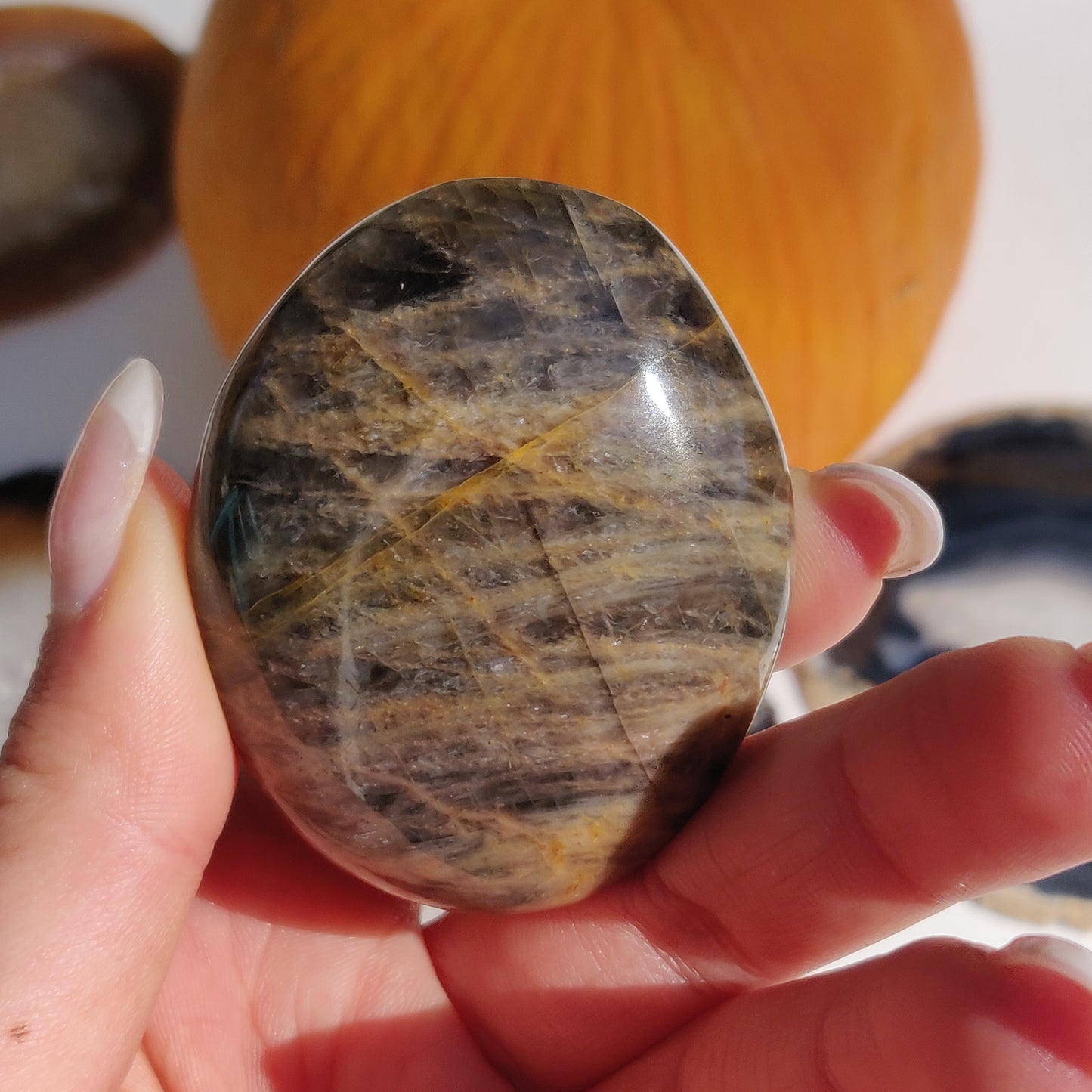 Black Moonstone Palm Stone (#25) - Simply Affinity