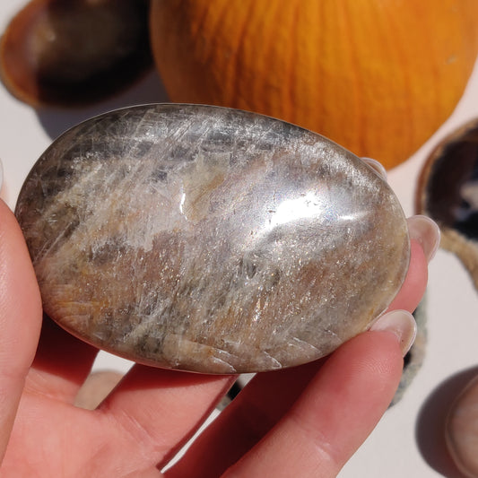 Black Moonstone Palm Stone, Flashy Black Moonstone (#30) - Simply Affinity