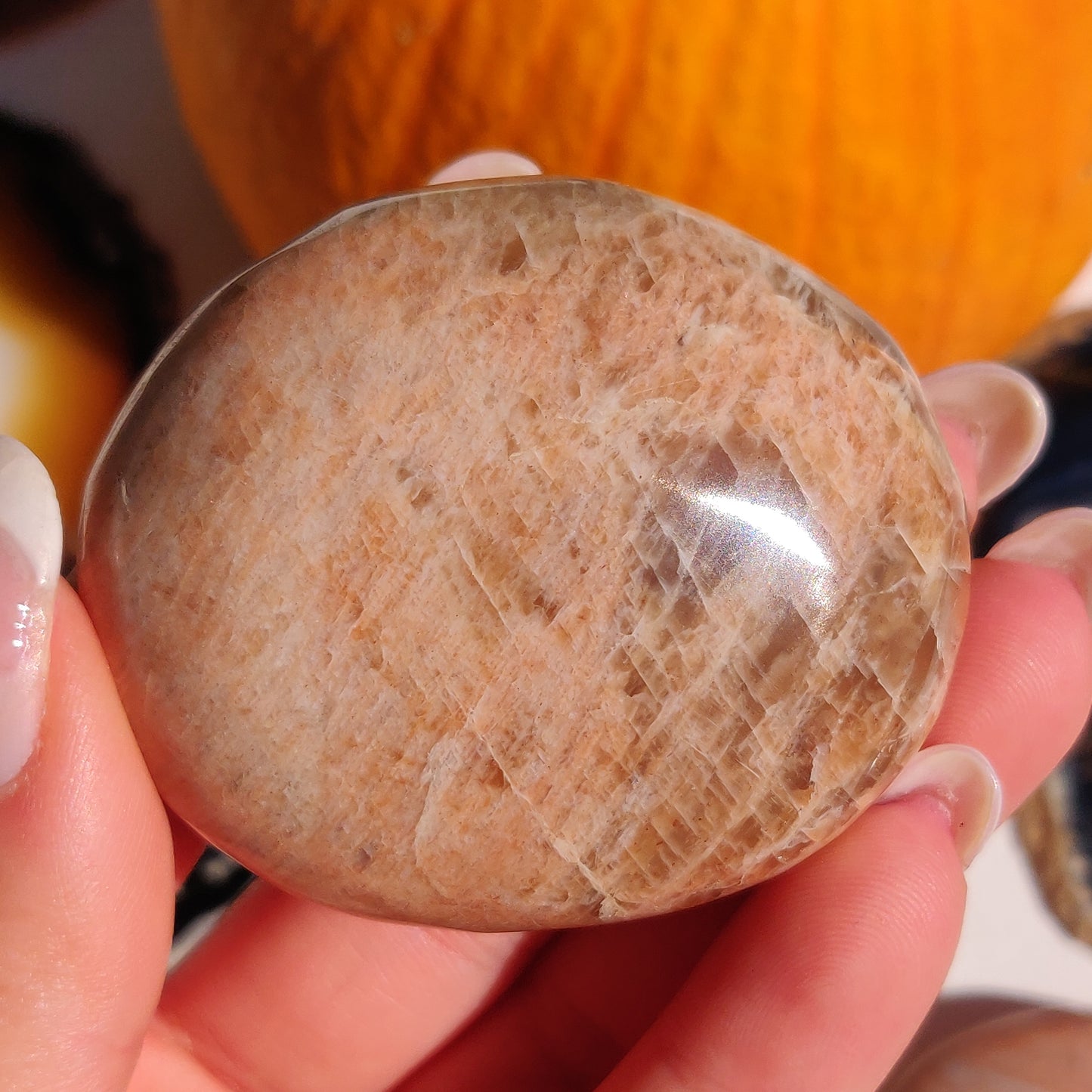 Peach Moonstone Palm Stone (#8) - Simply Affinity