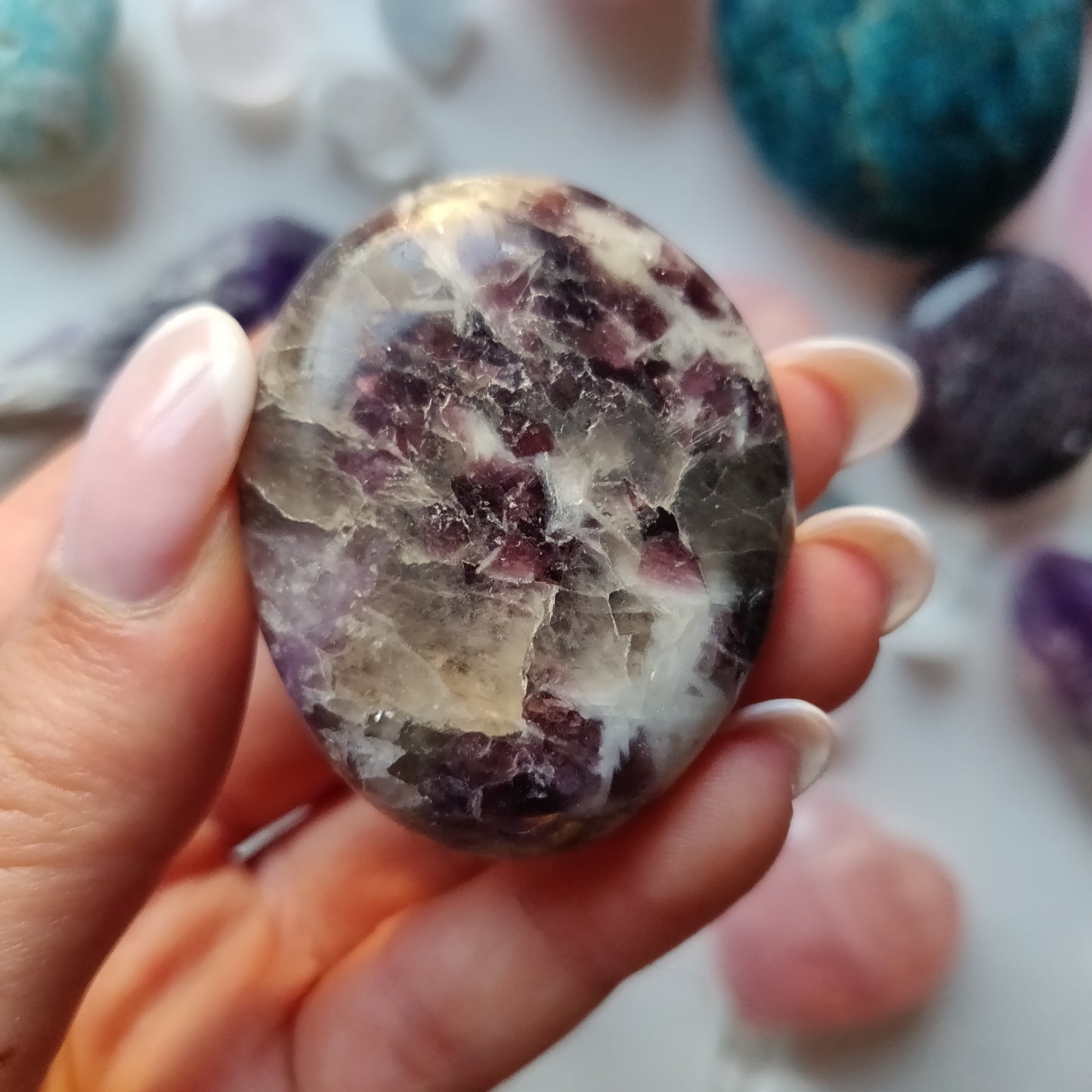 Lepidolite in Quartz Pocket Stone (#22) - Simply Affinity