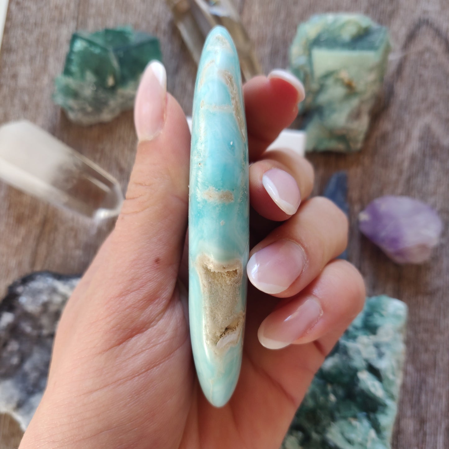 Blue Aragonite Palm Stone (#8) - Simply Affinity