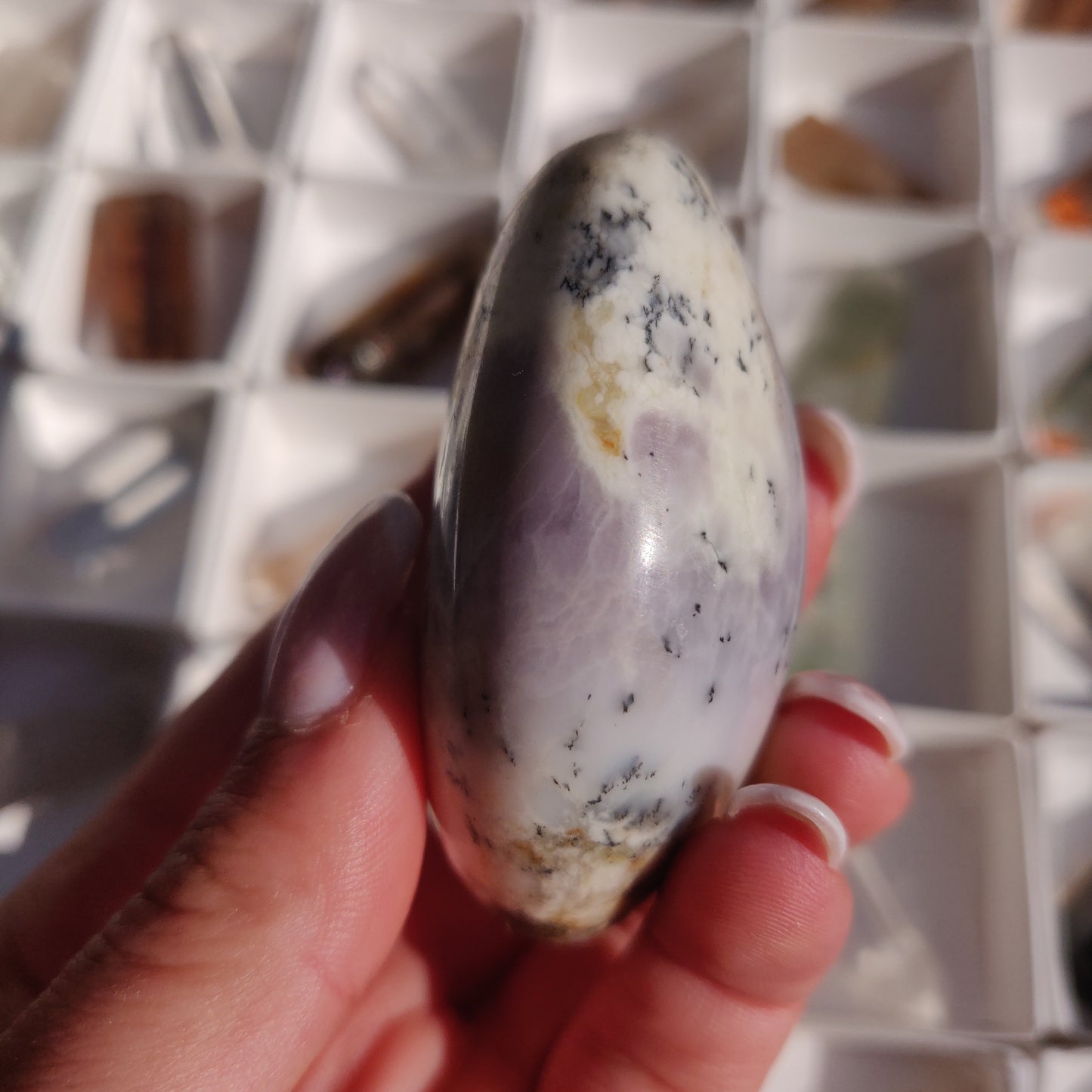 Purple Dendritic Opal Palm Stone (#44) - Simply Affinity