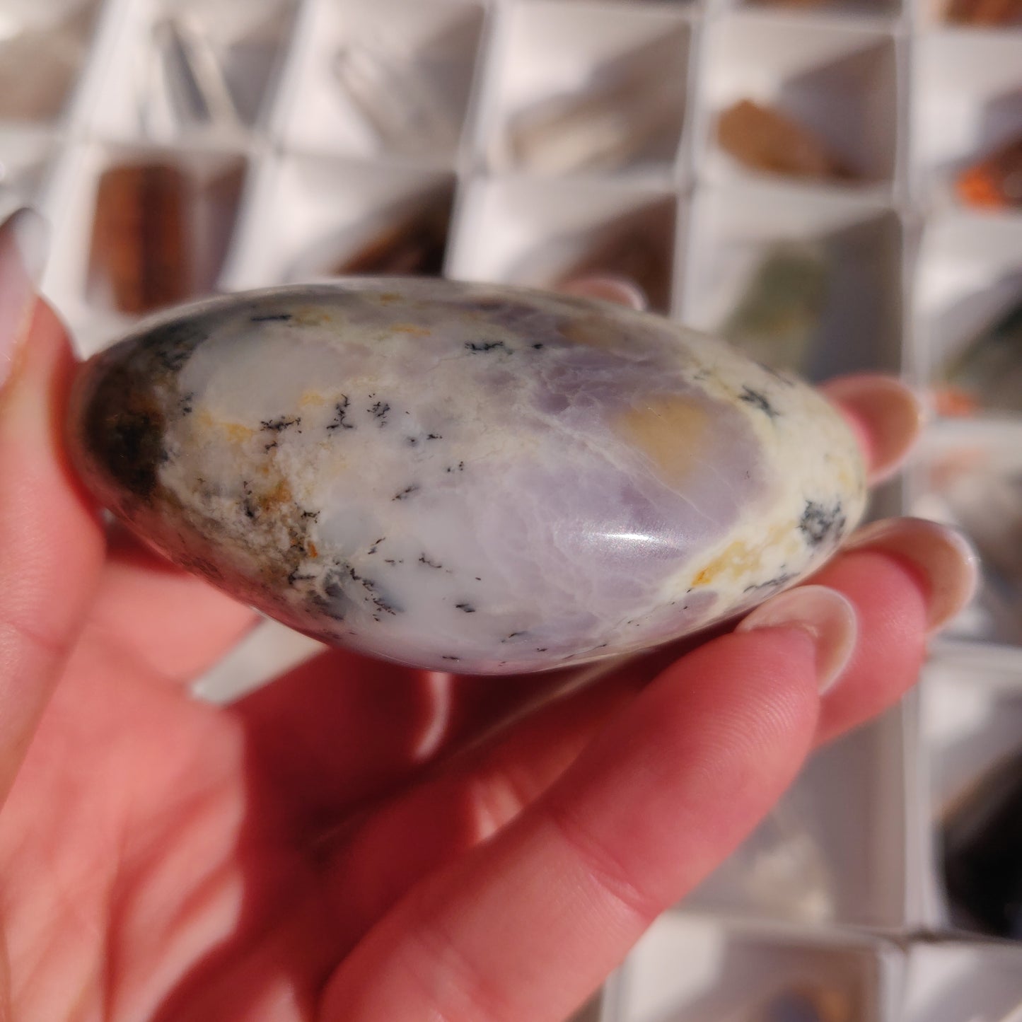 Purple Dendritic Opal Palm Stone (#44) - Simply Affinity
