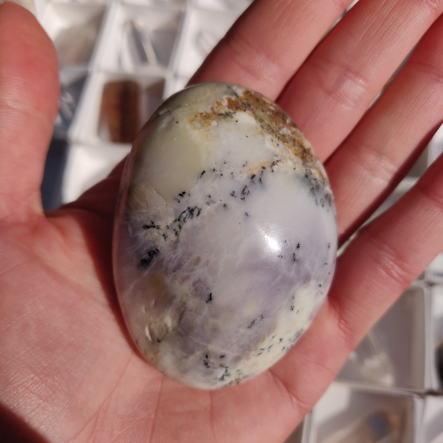 Purple Dendritic Opal Palm Stone (#44) - Simply Affinity