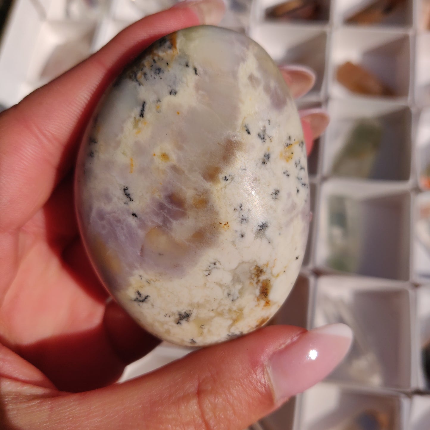 Purple Dendritic Opal Palm Stone (#44) - Simply Affinity