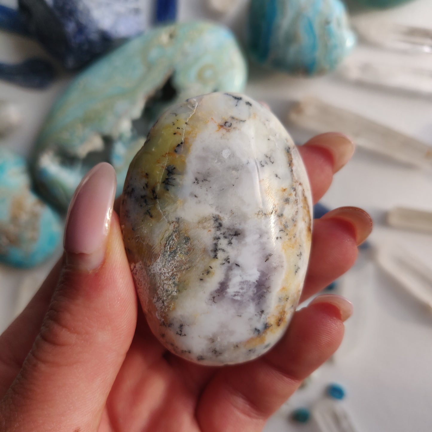 Purple Dendritic Opal Palm Stone (#43A) - Simply Affinity