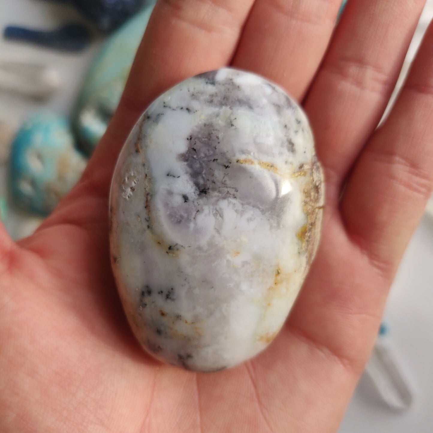 Purple Dendritic Opal Palm Stone (#43A) - Simply Affinity