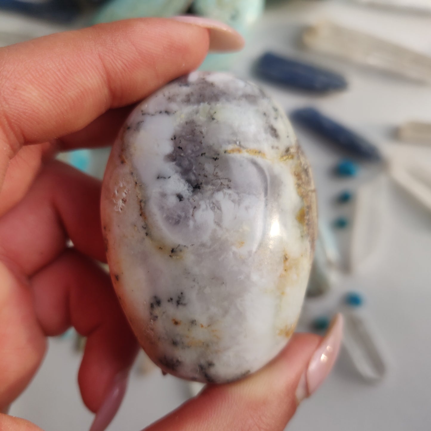 Purple Dendritic Opal Palm Stone (#43A) - Simply Affinity
