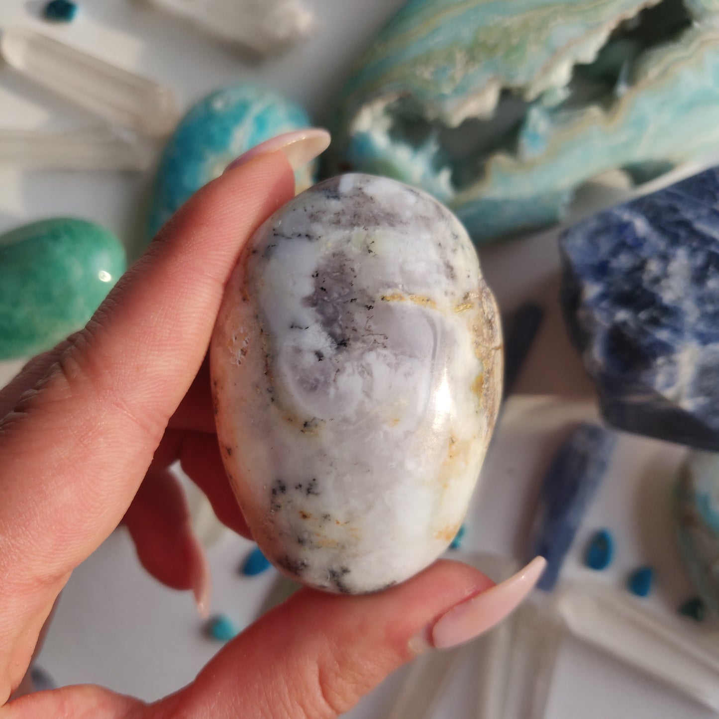 Purple Dendritic Opal Palm Stone (#43A) - Simply Affinity