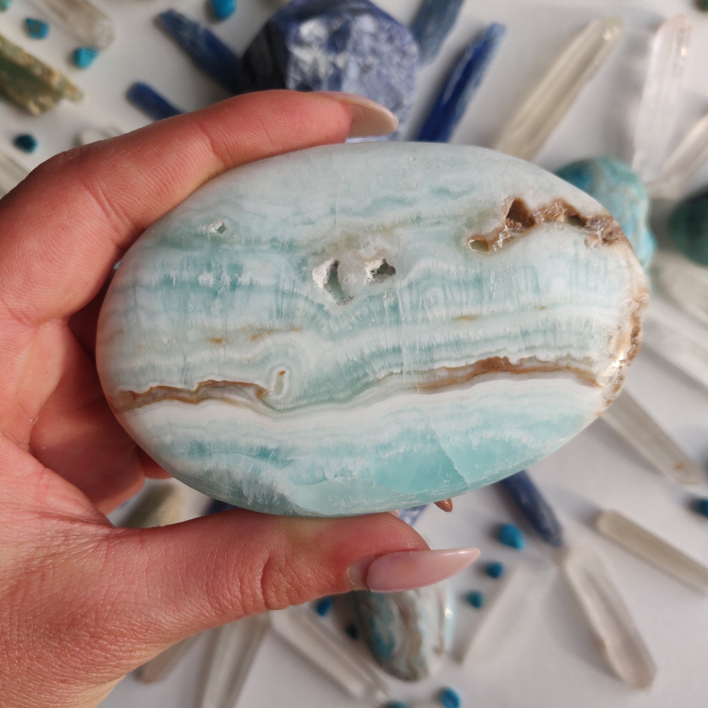 Caribbean Blue Calcite Palm Stone (#7) - Simply Affinity