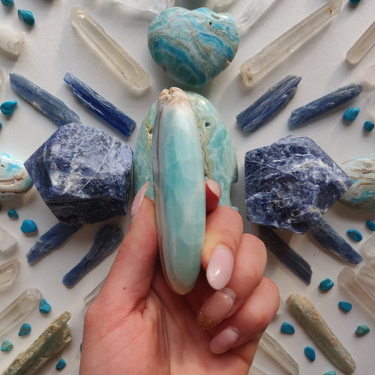 Caribbean Blue Calcite Palm Stone (#7) - Simply Affinity