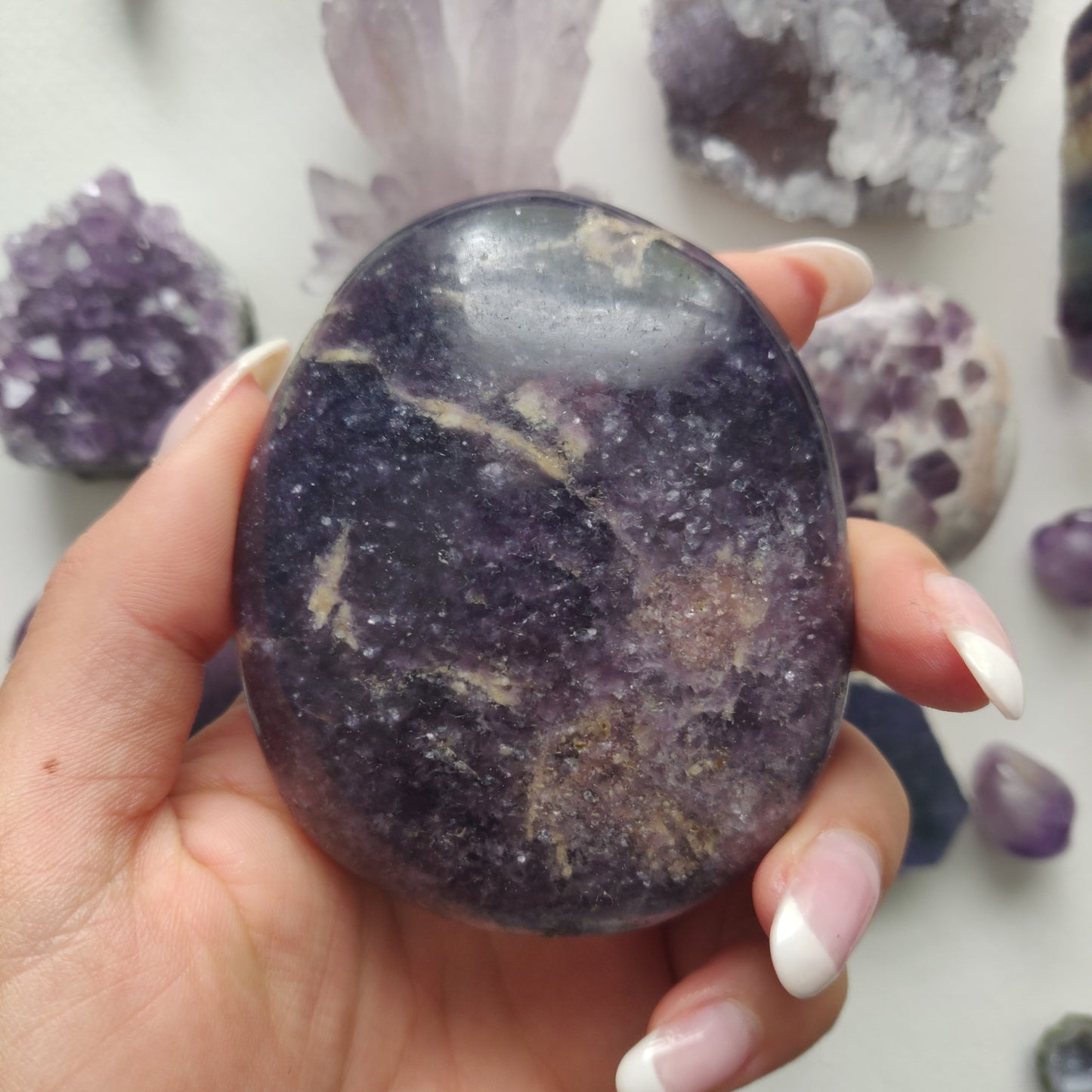 Lepidolite Palm Stone (#14a)