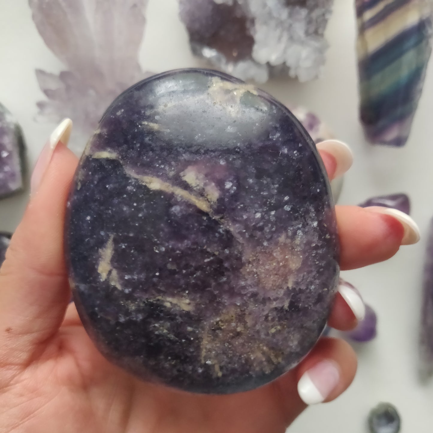 Lepidolite Palm Stone (#14a)